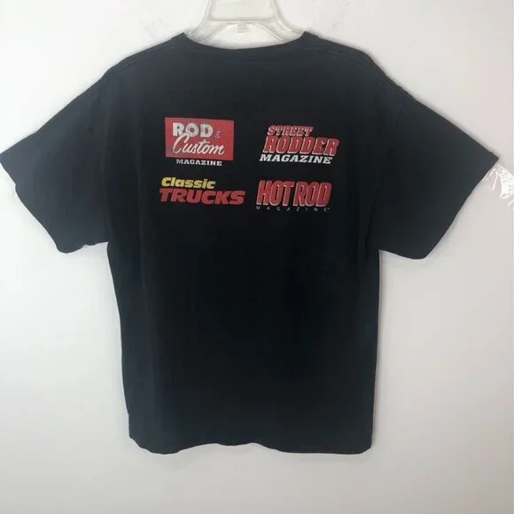 Vintage 90s Drive-In T-Shirt Hot Rod Magazines Graphic Tee Black Cotton Unisex L - Picture 6 of 12